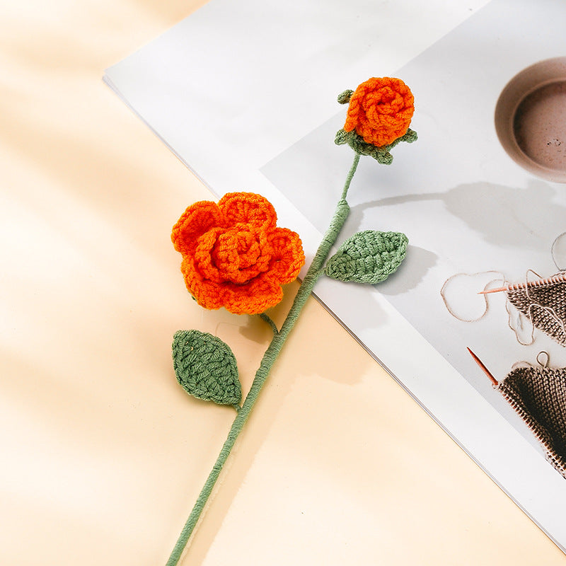 Hand-woven Barbie Rose Creative Wool Artificial Flower Living Room Furnishings Valentine's Day Gift Birthday Gift