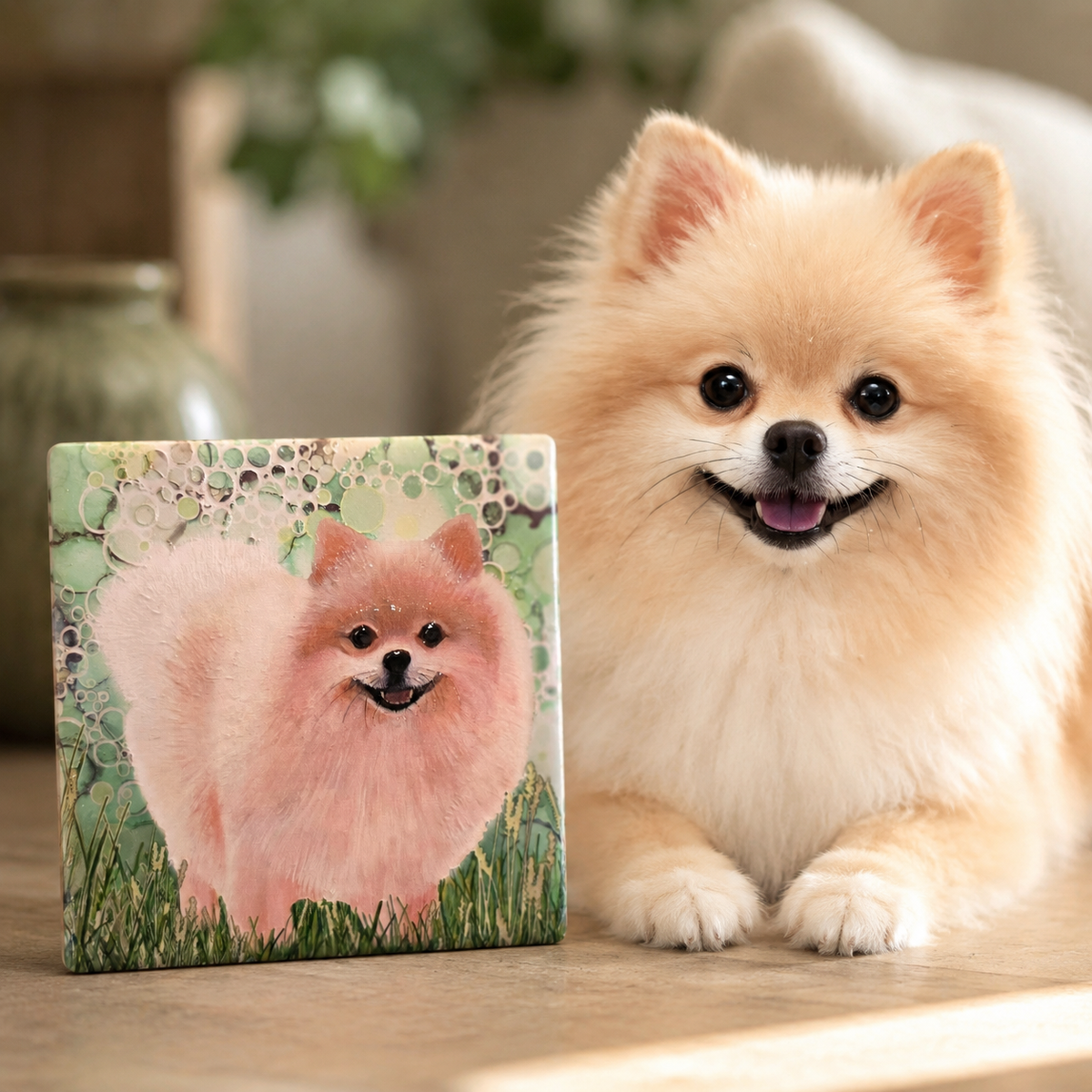 Pomeranian Dog Ceramic Coaster