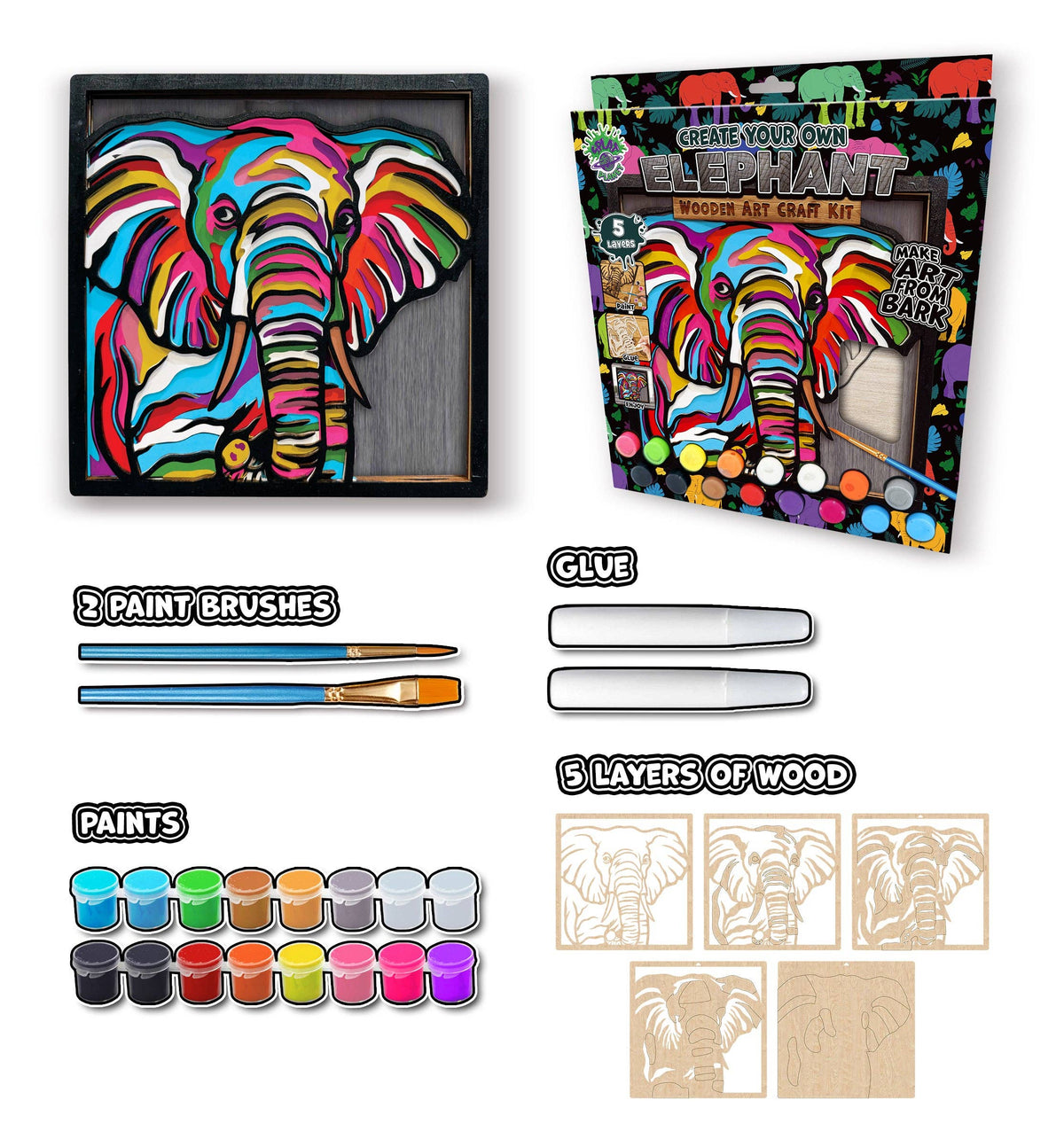Wooden Elephant Art Craft Kit