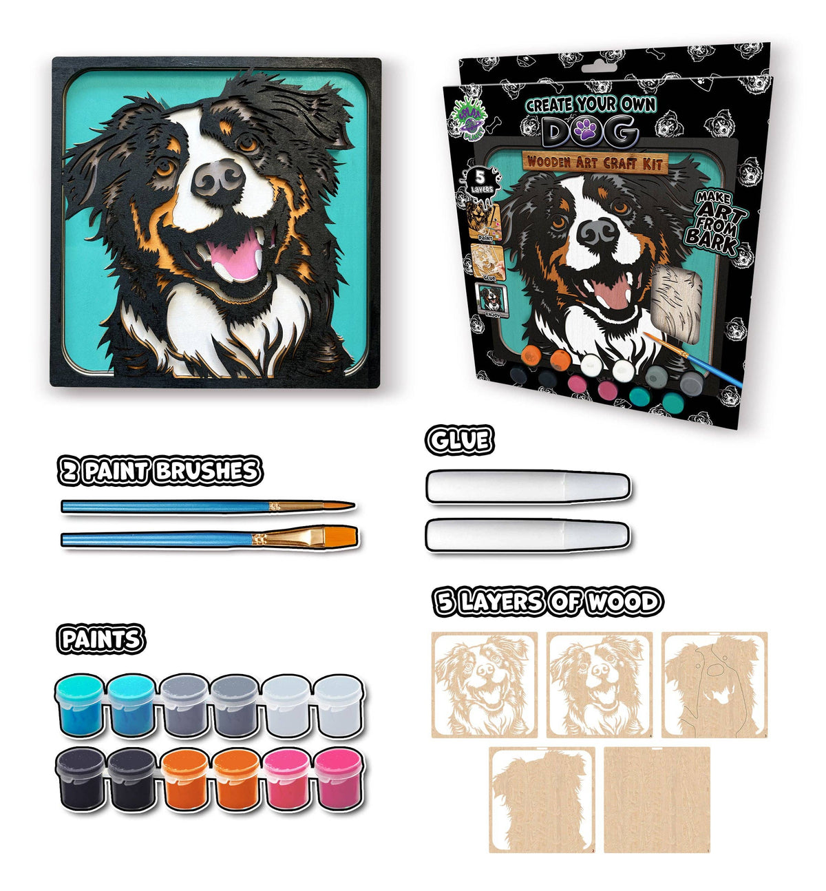 Wooden Dog Art Craft Kit