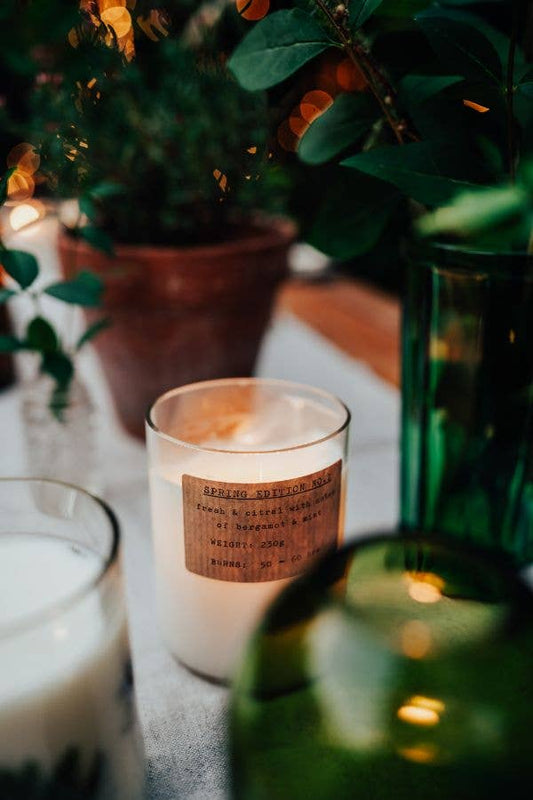 Large Natural 50-60hr Spring Candle - Clean Recycling Glass