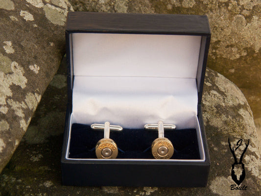 Silver-plated upcycled bullet cufflinks