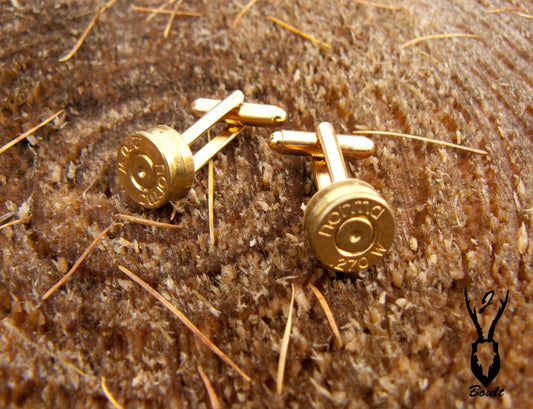 Gold-plated upcycled bullet cufflinks
