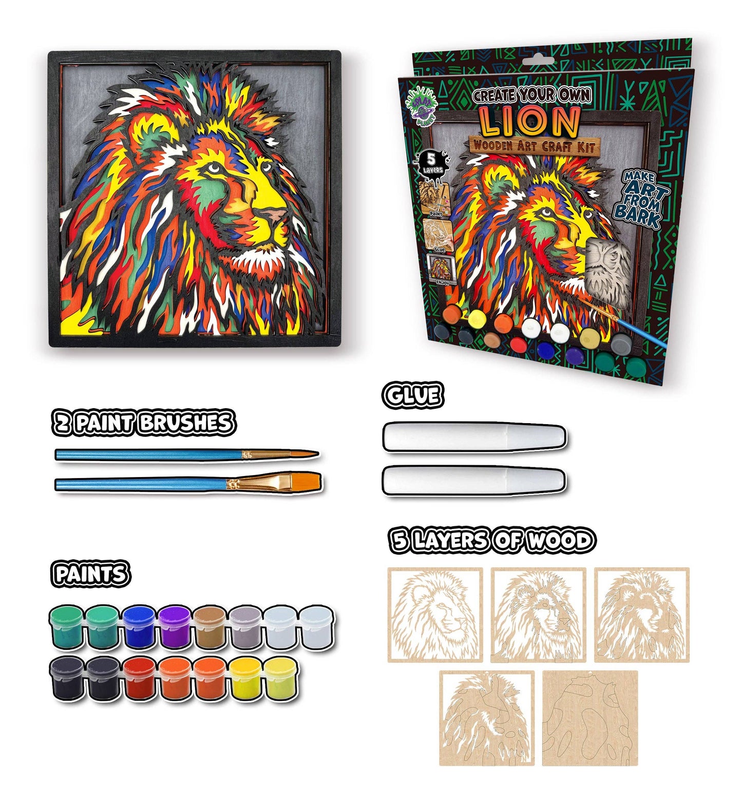 Wooden Lion Art Craft Kit