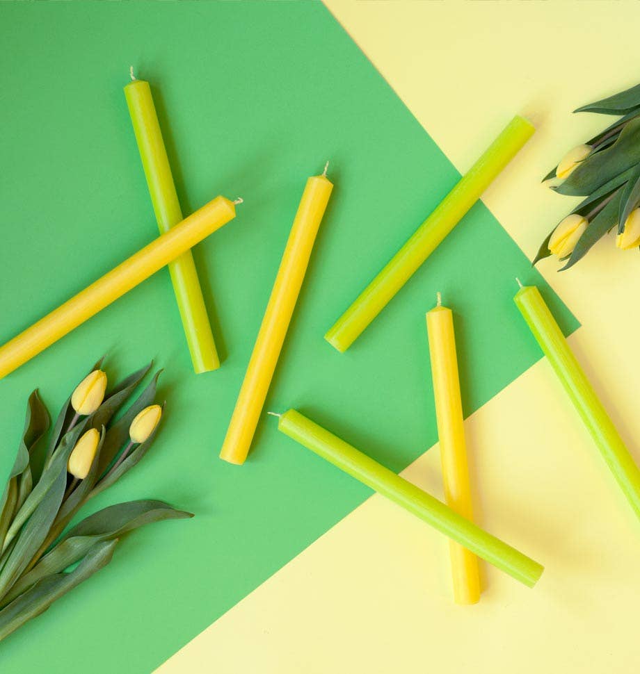 Lime Green 8 inch Dinner Candles x 5