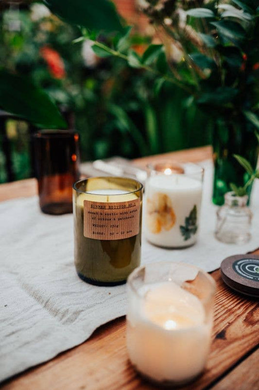 Large Natural 50-60hr Summer Candle - Green Recycled Glass