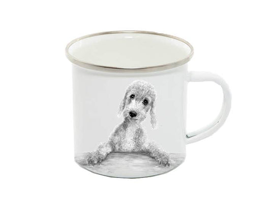 Enamel Mug, Bedlington Terrier, Benny, monochrome