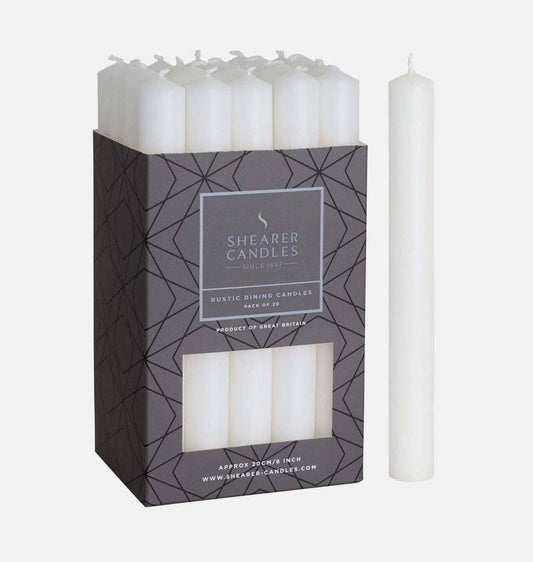 White 8 inch Dinner Candles x 5