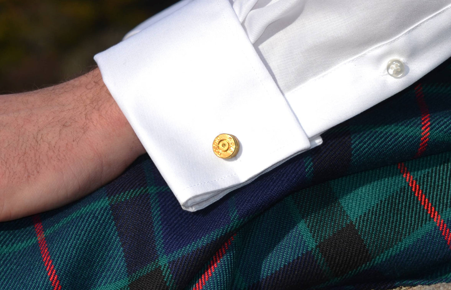 Gold-plated upcycled bullet cufflinks