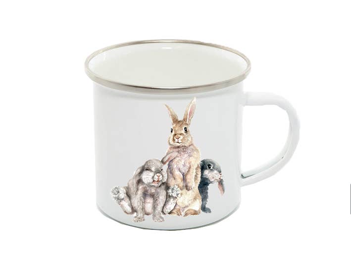 Enamel Mug, Rabbits, Bramble, Lexie & Tommy