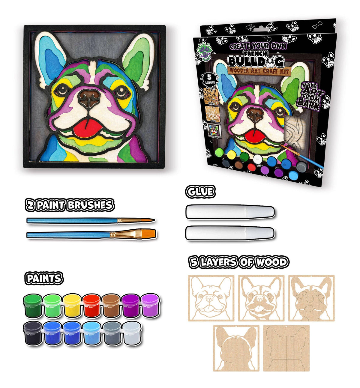 Wooden French Bulldog Art Craft Kit