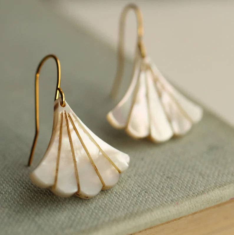 Pearl Art Deco Fan Earrings