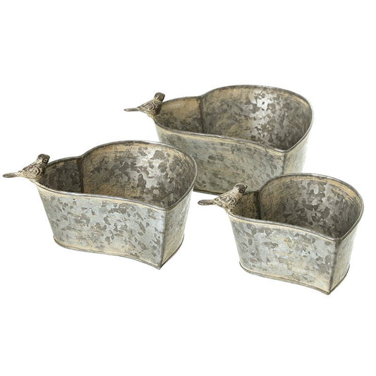 METAL HEART SHAPED PLANTERS SET OF 3