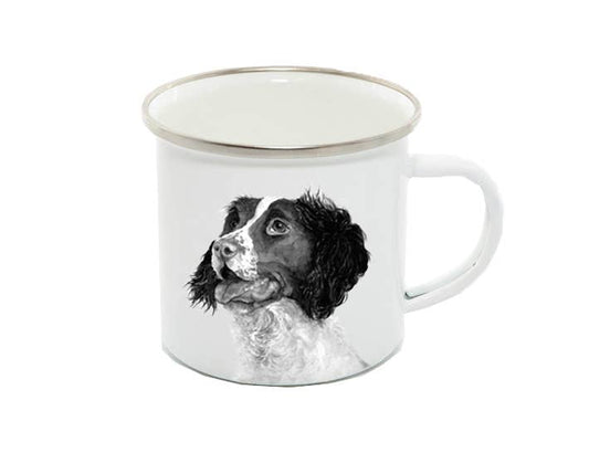 Enamel Mug, Springer Spaniel, Barnaby, monochrome