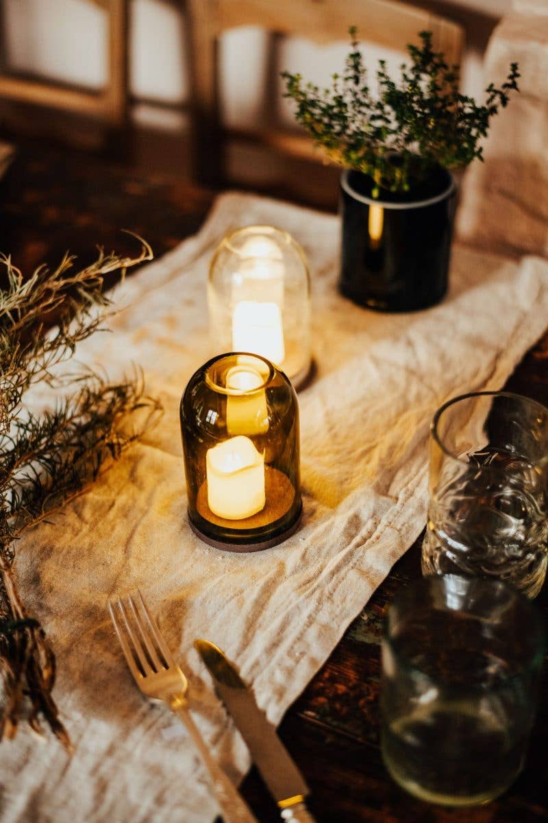 Classic Olive Green Glass Tealight Dome