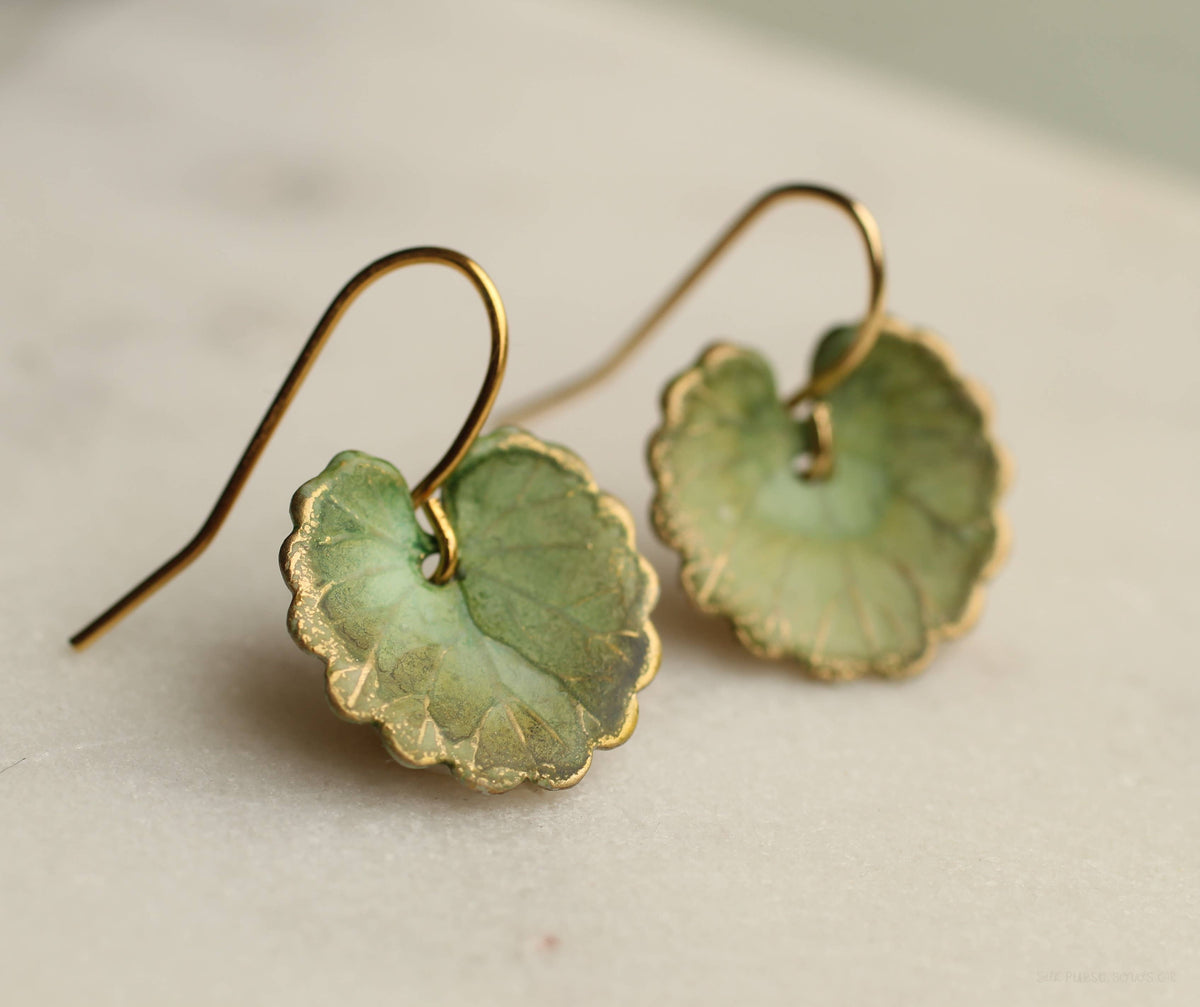 Olive Green Willow Leaf Earrings
