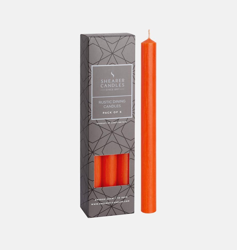 Orange 10 inch Dinner Candles x 6