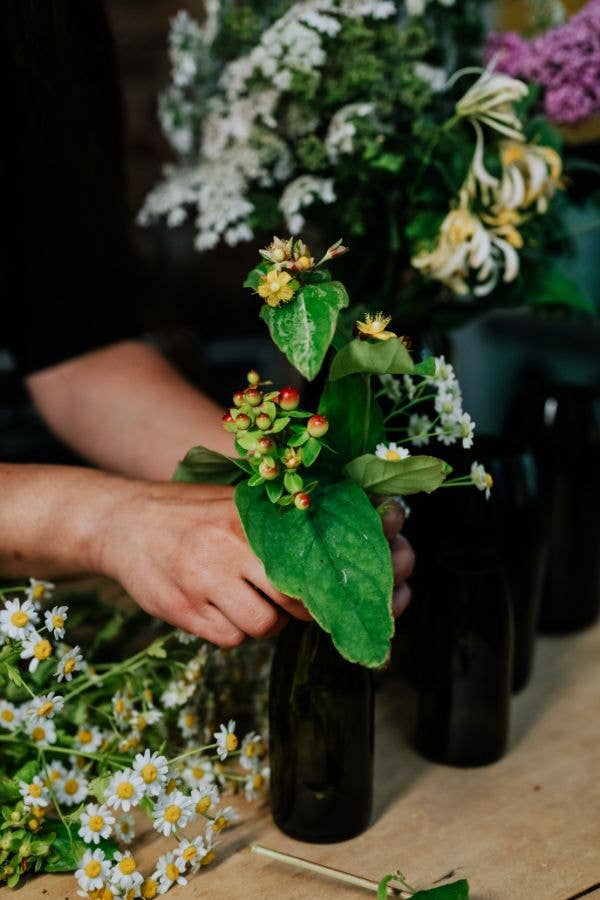 Recycled Forest Green Glass Champagne Vase