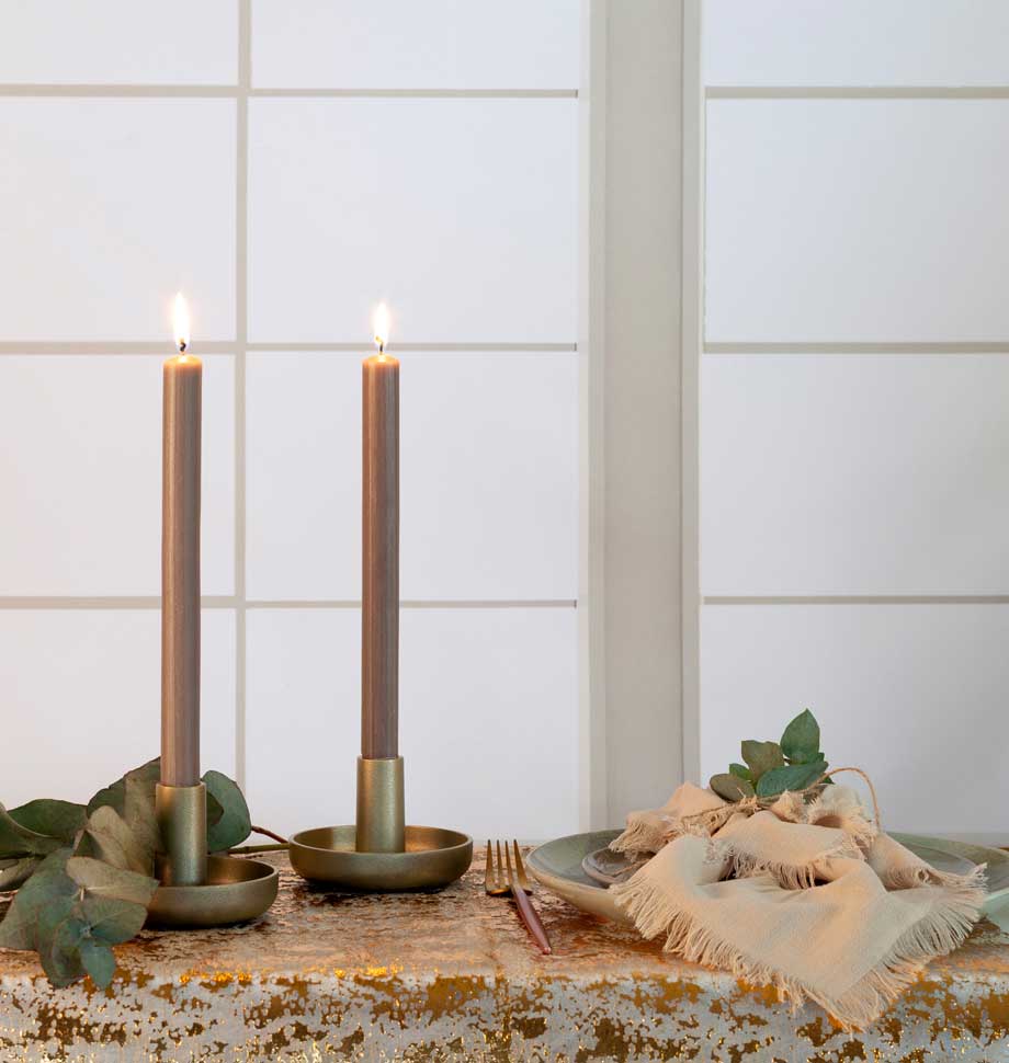 Taupe 8 inch Dinner Candles x 5