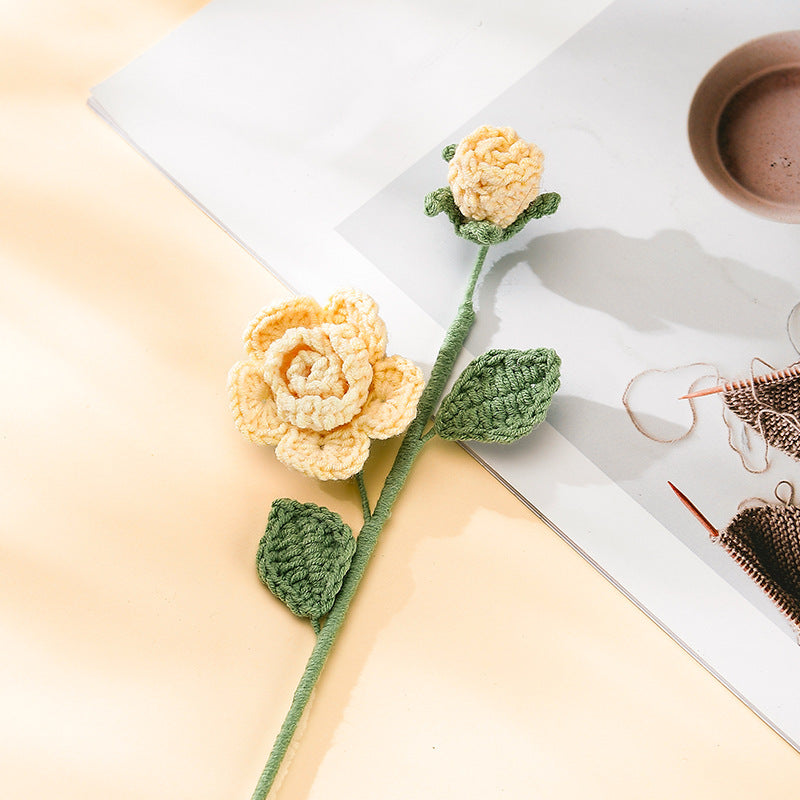 Hand-woven Barbie Rose Creative Wool Artificial Flower Living Room Furnishings Valentine's Day Gift Birthday Gift