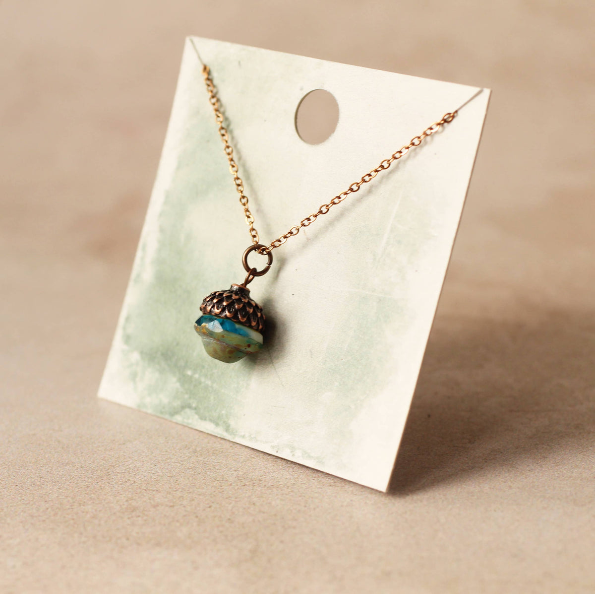 Teal Silver Acorn Earrings