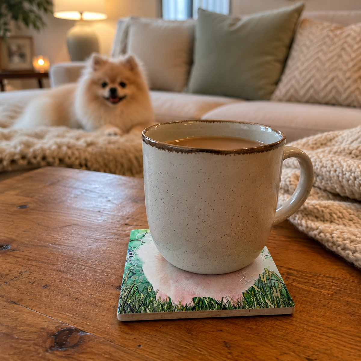 Pomeranian Dog Ceramic Coaster