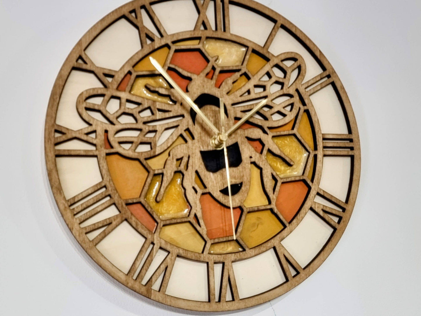 Handmade Bumble Bee Wall Clock, Rustic Nature Wall Art