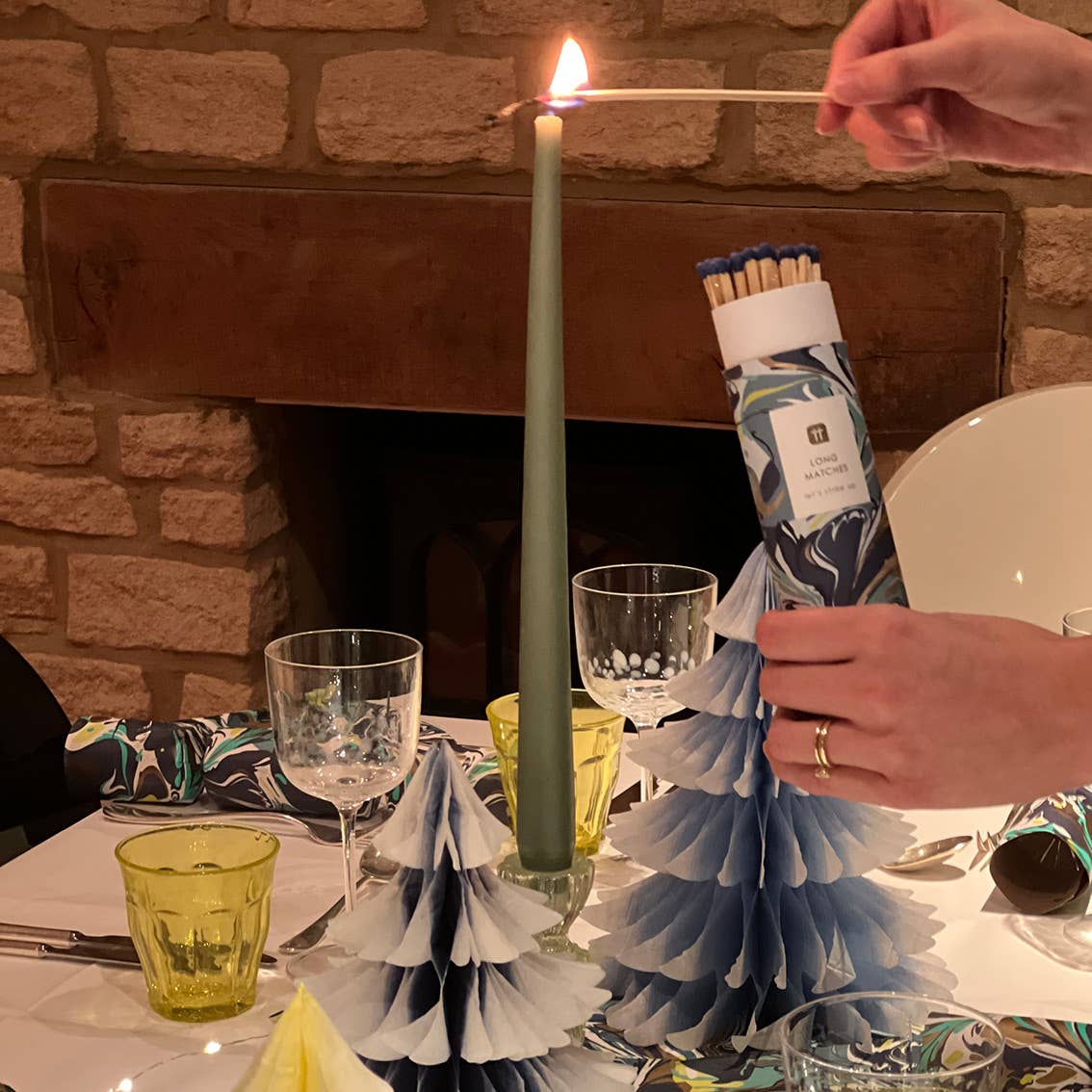 Blue Marble Tube Of Matches | 50 Matches | Home Decor |