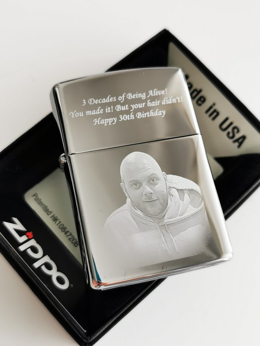 Personalised Zippo Lighter – Custom Text Engraving | Unique Photo Keepsake Gift