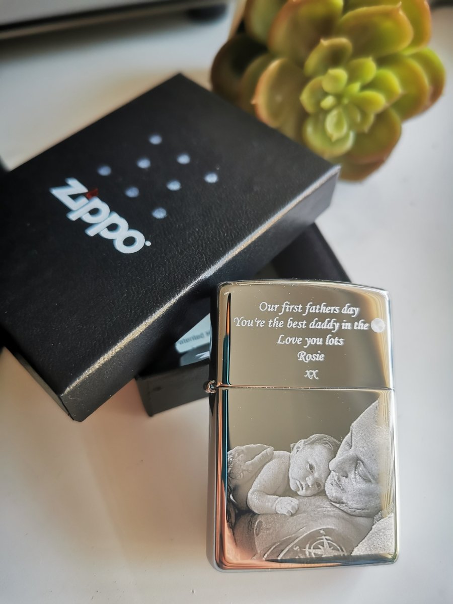 Personalised Zippo Lighter – Custom Text Engraving | Unique Photo Keepsake Gift