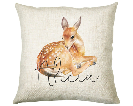 Personalised Deer Cushion Gift Printed Name Design - Cushion Throw Pillow Gift For Mum Dad Friend Bedroom Birthday Christmas Gift CS080