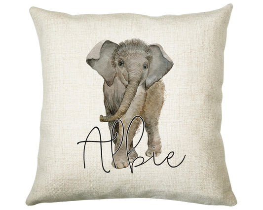 Personalised Elephant Giraffe Cushion Gift - Printed Name Design Safari Cushion Throw Pillow Gift Boy Girl Kids Bedroom Birthday Gift CS174
