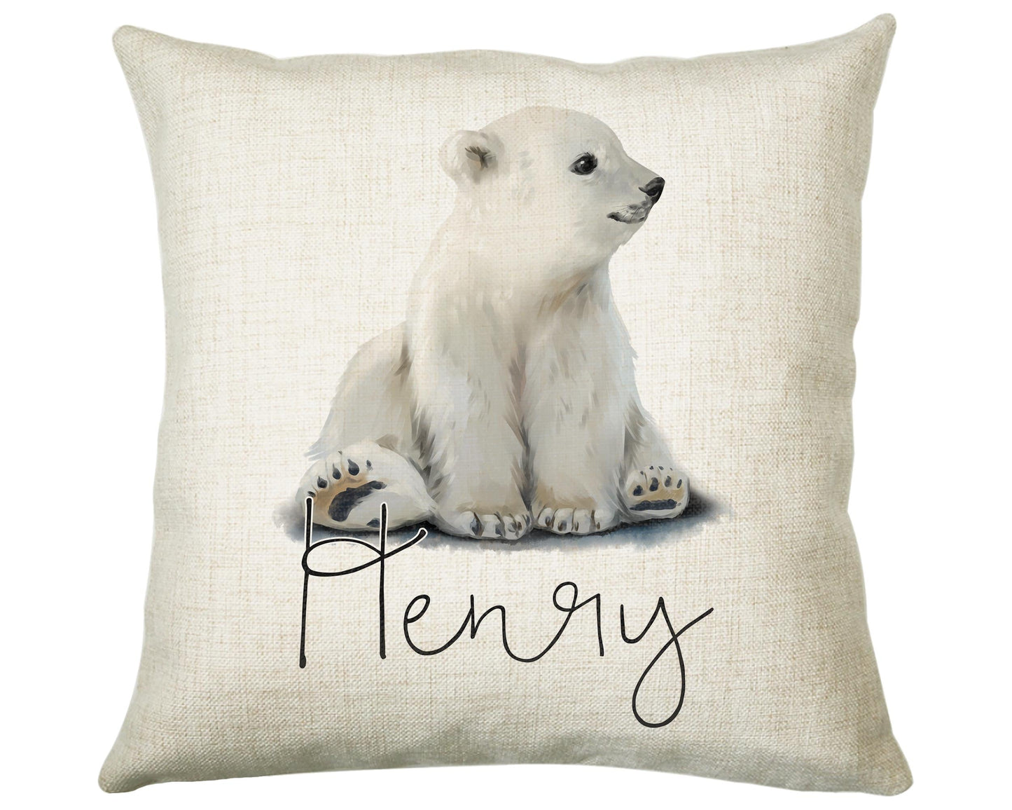 Personalised Polar Bear Cub Cushion Gift Printed Name Design - Cushion Throw Pillow Gift For Boys Nursery Bedroom Birthday Gift CS466