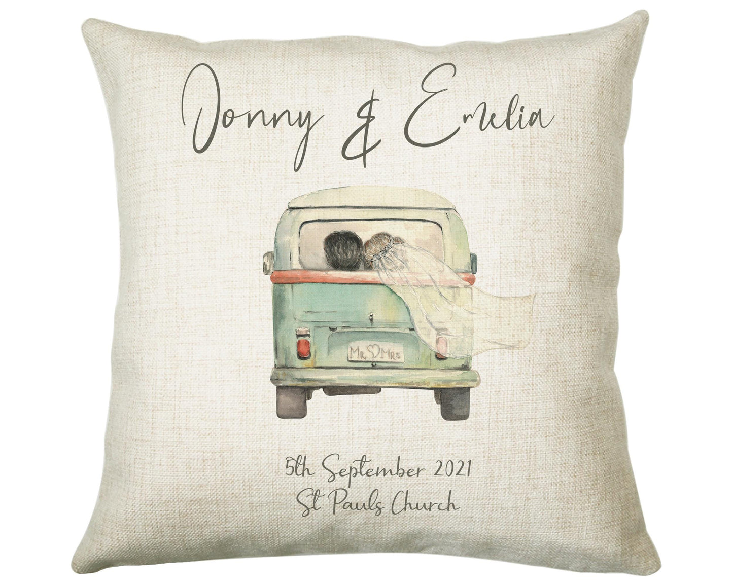 Personalised Just Married Cushion Wedding Gift Printed Name Design - Cushion Pillow Gift For Newly Married Couple Wedding Anniversary CS226