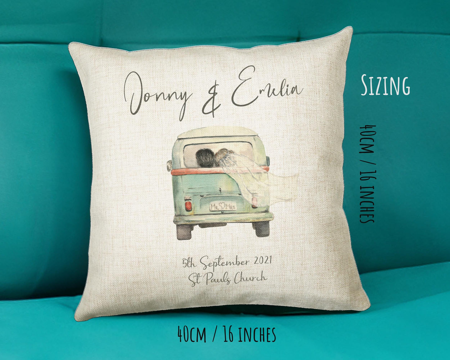 Personalised Just Married Cushion Wedding Gift Printed Name Design - Cushion Pillow Gift For Newly Married Couple Wedding Anniversary CS226