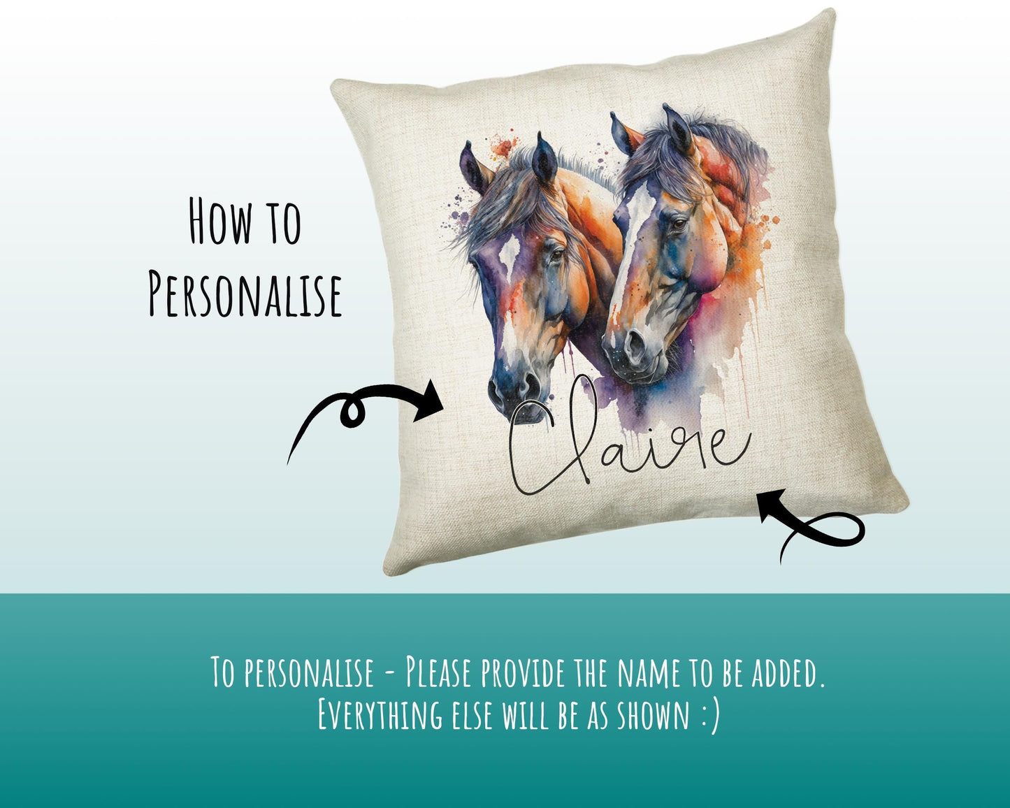 Birthday Gift For Girl Horse Lover Cushion Gift Printed Name Design Cushion Throw Pillow Gift For Girls Nursery Bedroom Christmas Gift CS521