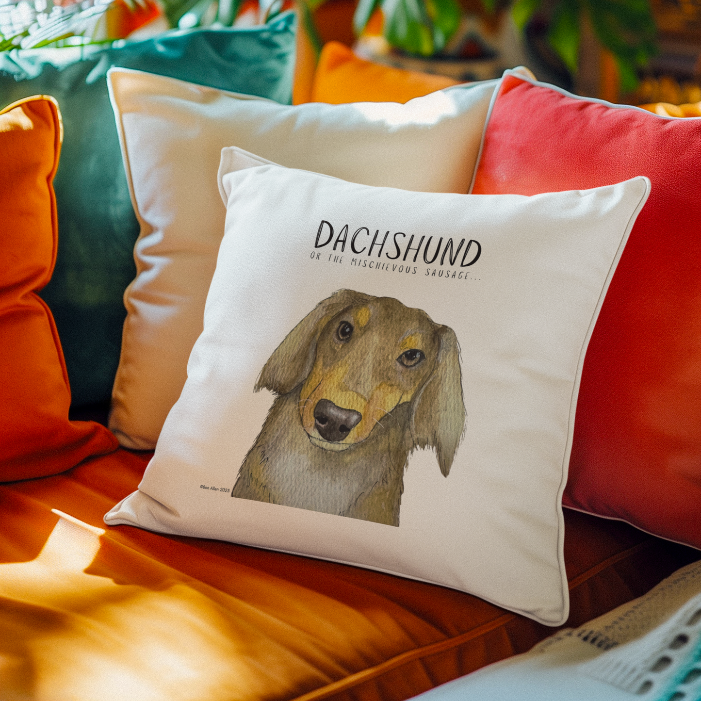 Dachshund Cushion Cover – Mischievous Hot Dog Energy!