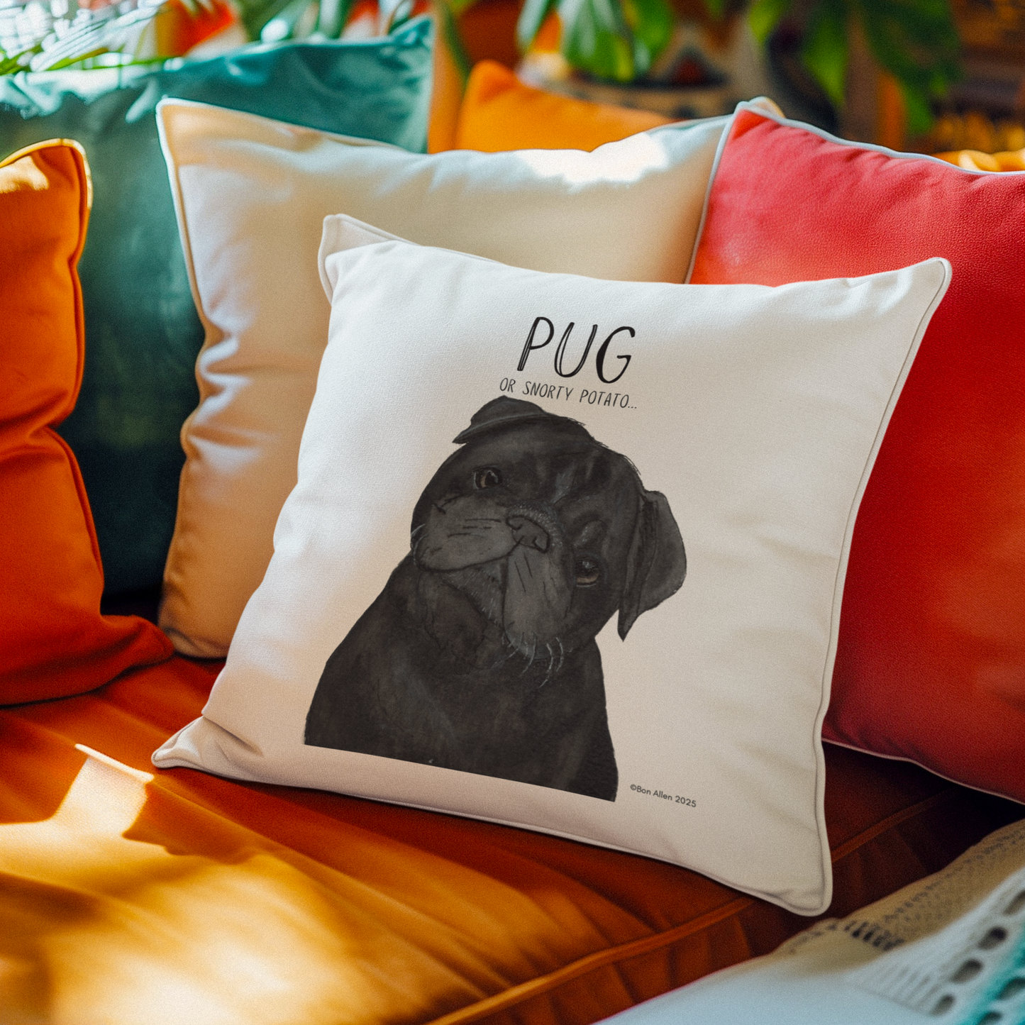 Snuggle Up with Pug Vibes – Adorable Pug Cushion Cover!