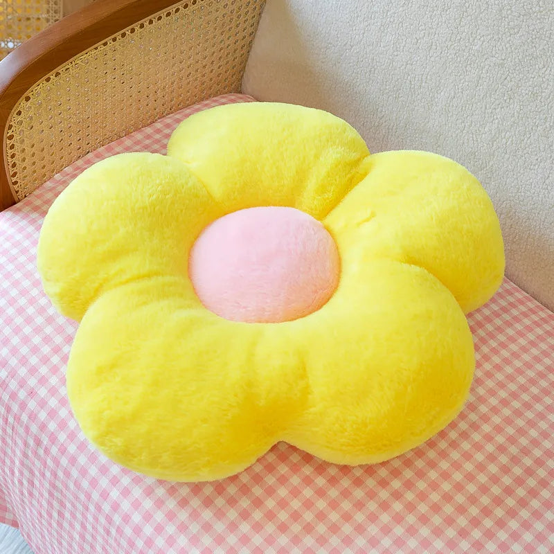 Rabbit Hair Flower Cushion Office Sofa Chair Student Cushion Butt Cushion Petal Futon Sunflower Pillow