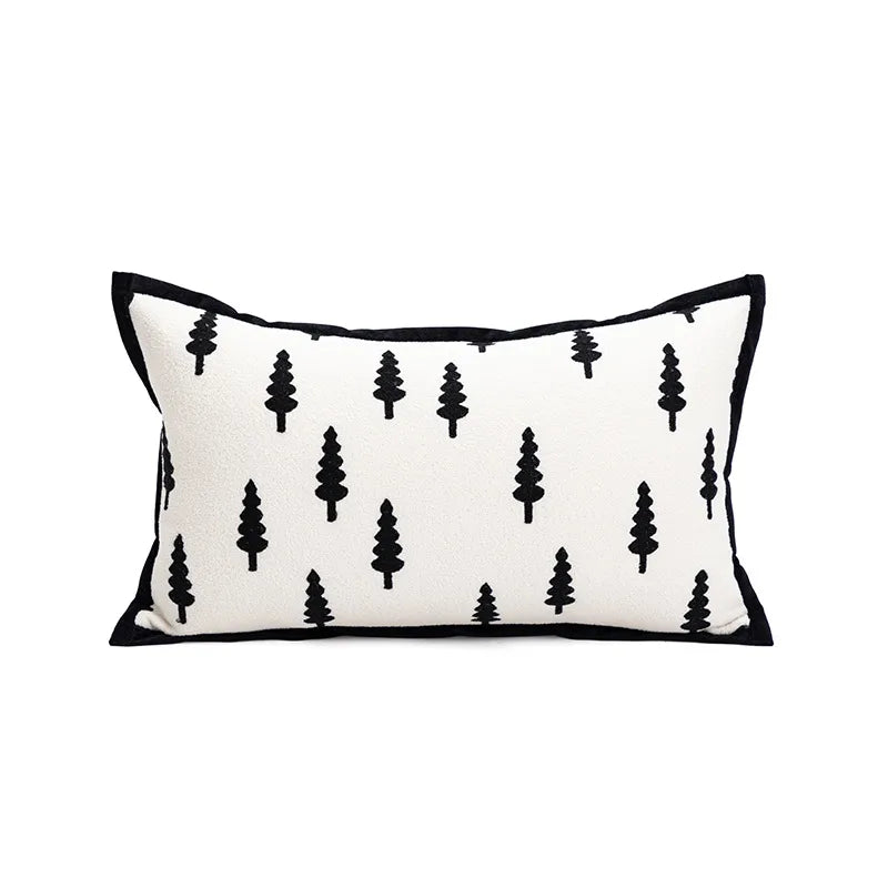 Modern Minimalist Refreshing Black White Sofa Pillow Backlight Luxury Bedside Cushion Cover Stripe Plant Floral Heart Shape Pattern