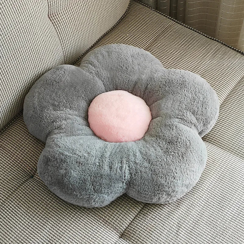 Rabbit Hair Flower Cushion Office Sofa Chair Student Cushion Butt Cushion Petal Futon Sunflower Pillow