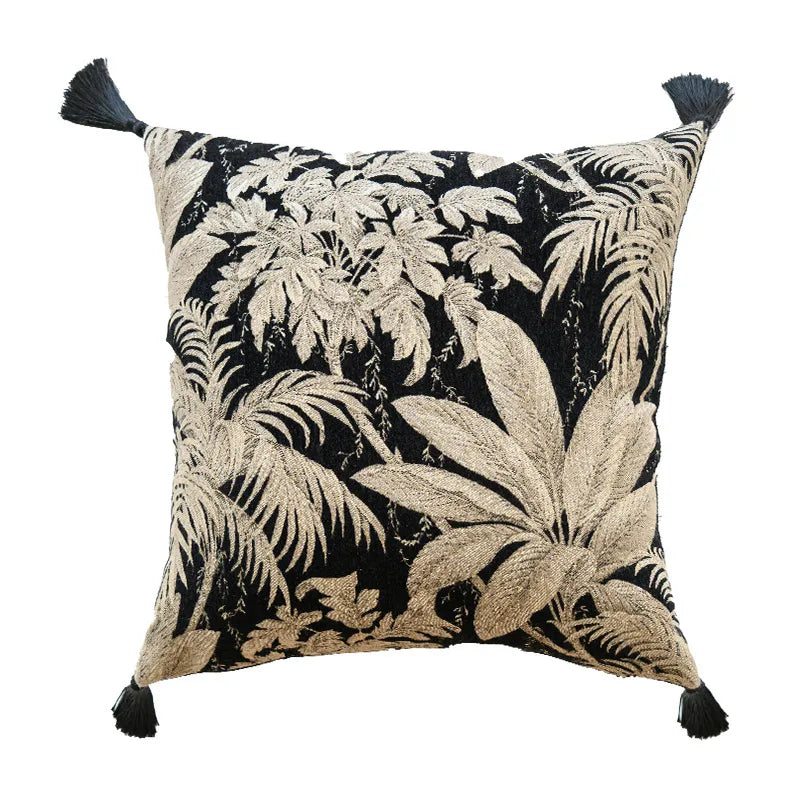 Nordic Style Embroidered Floral Cushion Covers Hotel Sofa Living Room Bedroom Headboard Pillowcases Pure Color Plant Floral