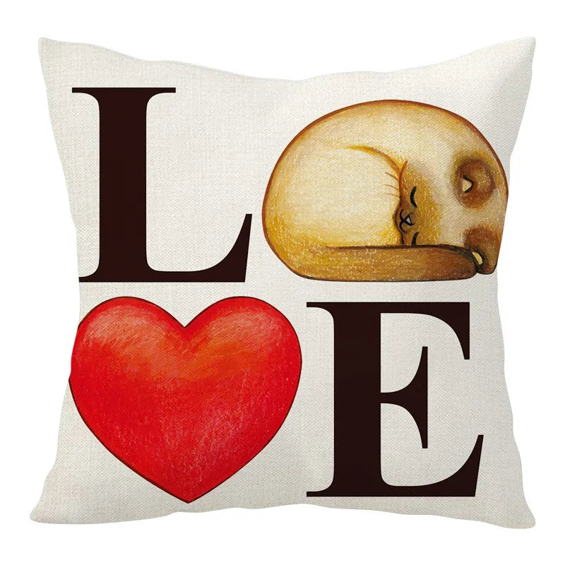 cute heart shape linen pillow cases