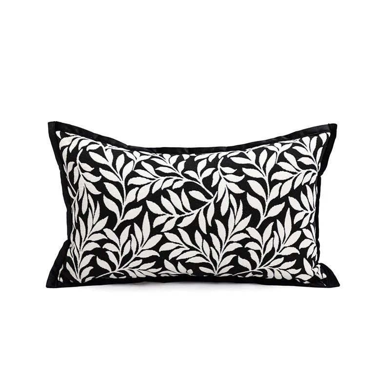 Modern Minimalist Refreshing Black White Sofa Pillow Backlight Luxury Bedside Cushion Cover Stripe Plant Floral Heart Shape Pattern