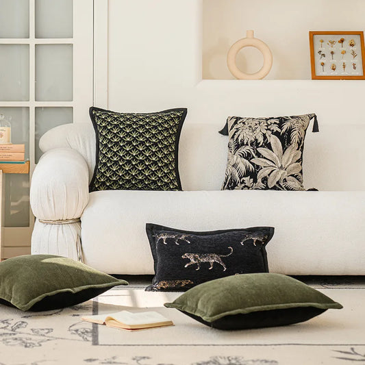 Ins Style Sofa Pillow Cover Bedroom Window Decorative Cushion Case Home Decor Patterned Print Plant Floral Living Room