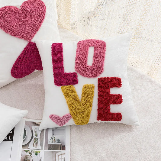 cute heart shape flower cotton pillow cases